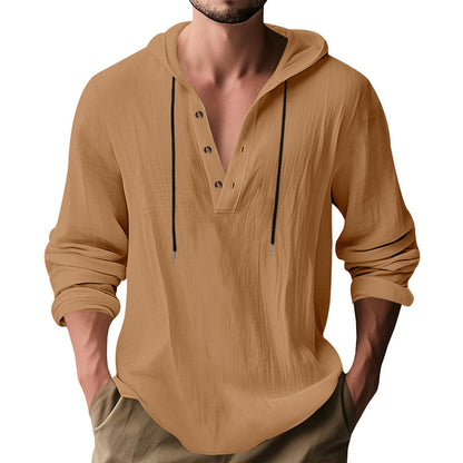New Wish Cotton Linen Shirt Hooded Sweater Long Sleeve Hooded Casual Daily Clothing
