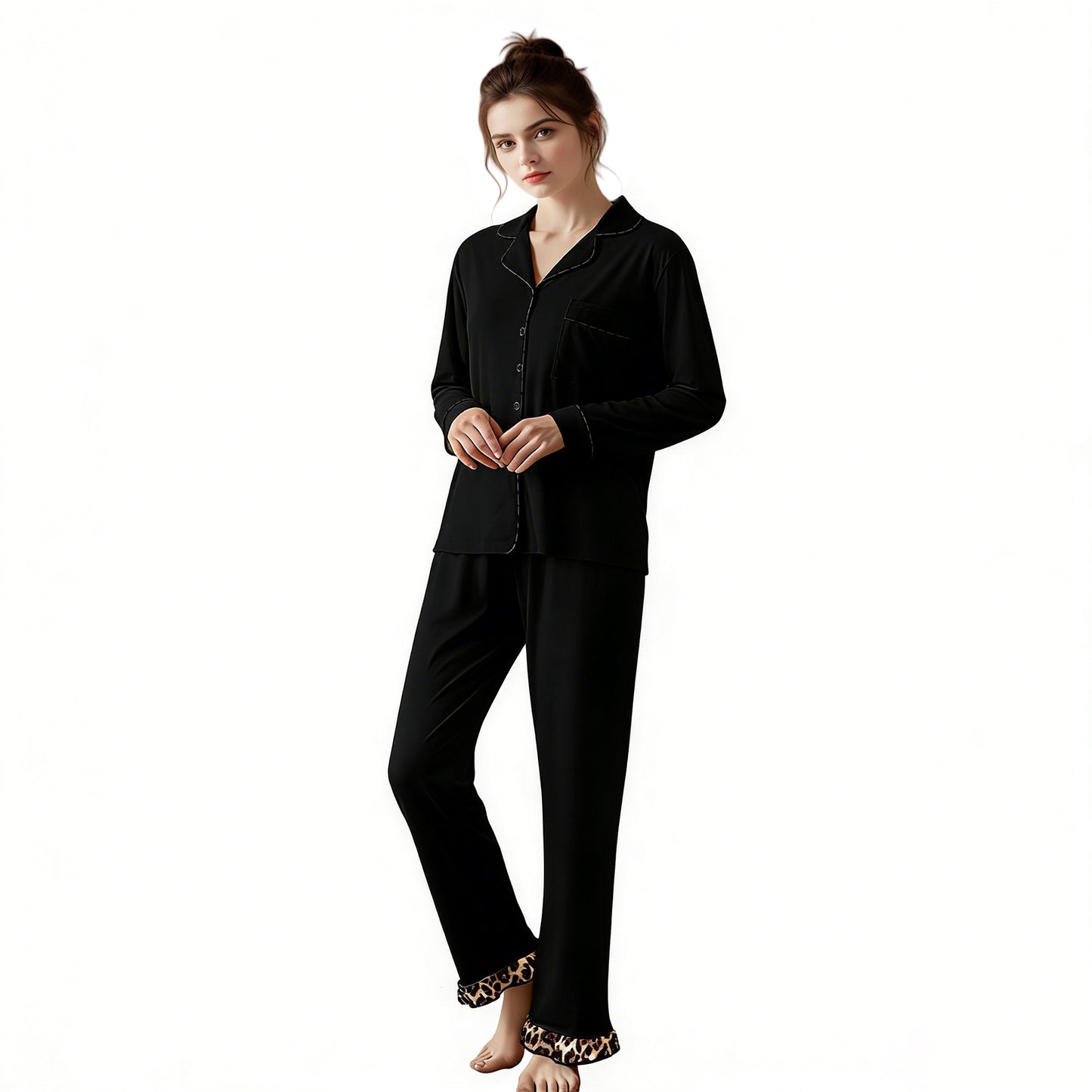 RONGTAI Cotton Womens Pajama Sets Comfy Fall Winter Pajama Set Long Sleeve Sleepwear 2 Pcs Pjs Nightwear