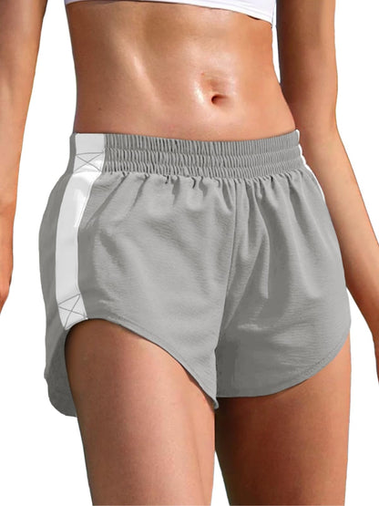 Fisoew Women Striped Track Shorts High Waisted Dolphin Workout Running Athletic Sweat Shorts