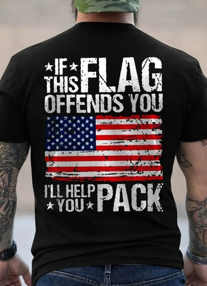 If This Flag Offends You I'll Help You Pack US Flag Back T-Shirt