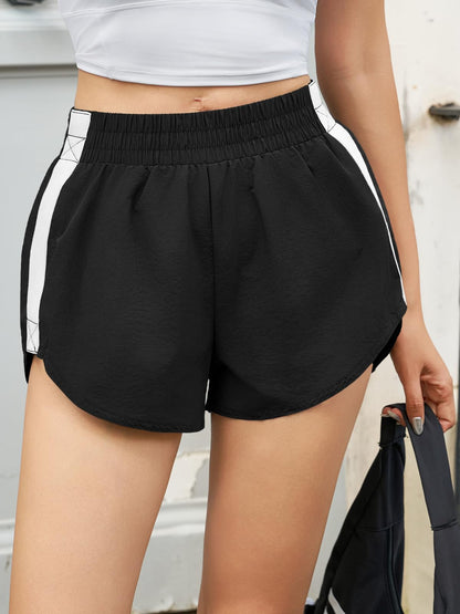 Fisoew Women Striped Track Shorts High Waisted Dolphin Workout Running Athletic Sweat Shorts
