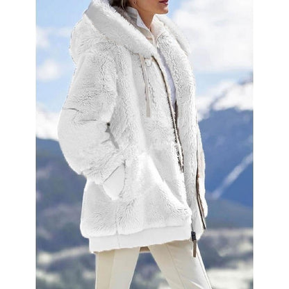 Women's Fashion Loose Thick Plush Hooded Jacket