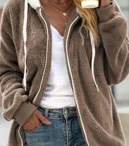 Women's Fashion Loose Thick Plush Hooded Jacket
