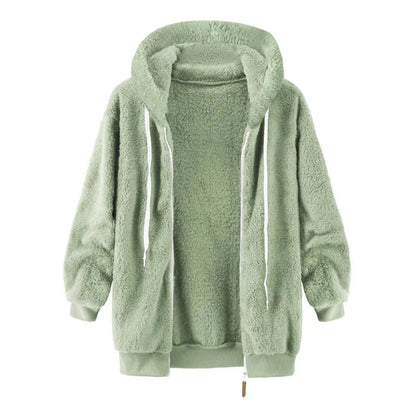 Women's Fashion Loose Thick Plush Hooded Jacket
