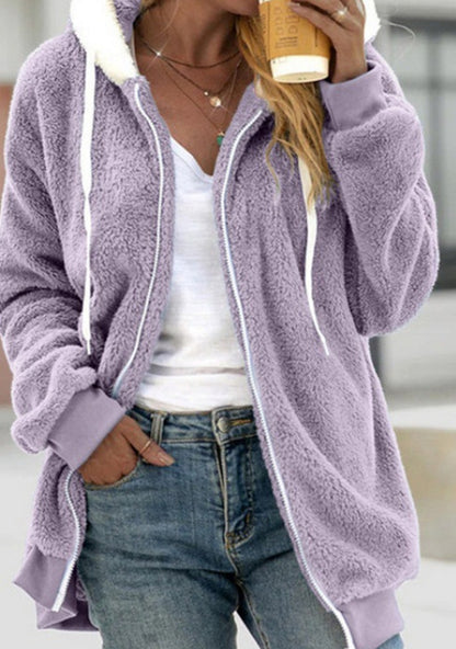 Women's Fashion Loose Thick Plush Hooded Jacket