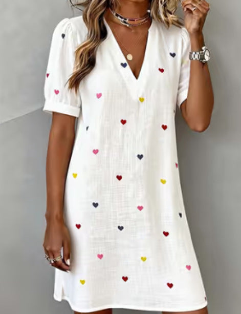 Printed Ladies Long-sleeved Round Neck Dress