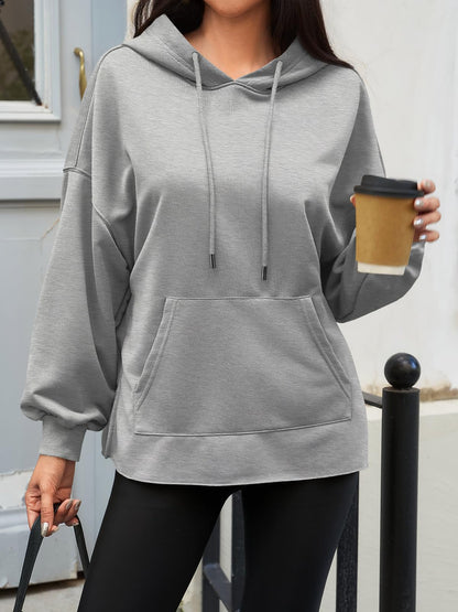 Fisoew Women's Hoodies Oversized Sweatshirts Casual Long Sleeve Side Slit Pullover Tops Fall Winter Outfits With Pocket