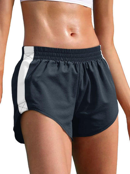 Fisoew Women Striped Track Shorts High Waisted Dolphin Workout Running Athletic Sweat Shorts