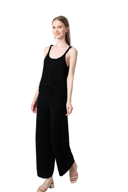 Women's Plush Two-piece Sportswear - Ultra-short Top, Blouse, Wide-leg Pants, Lazy Home Wear Set