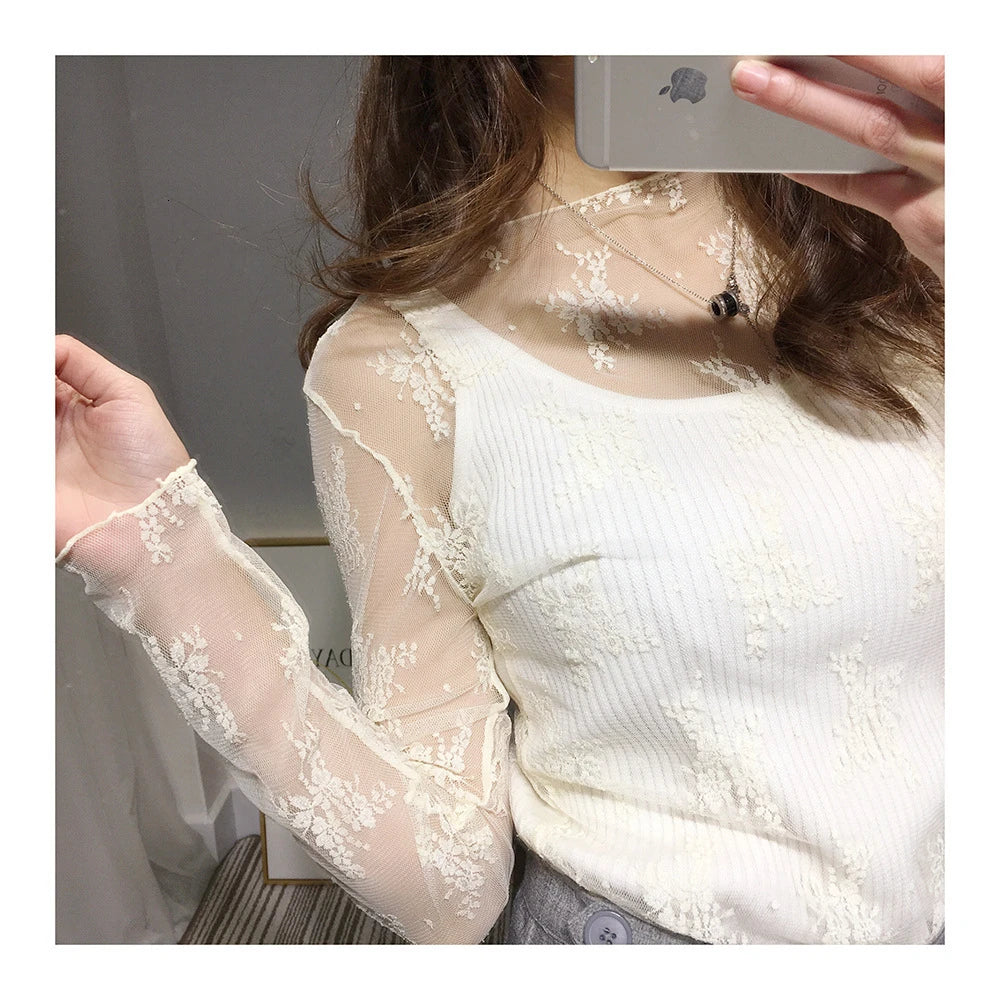 Sheer Lace Mesh Shirt