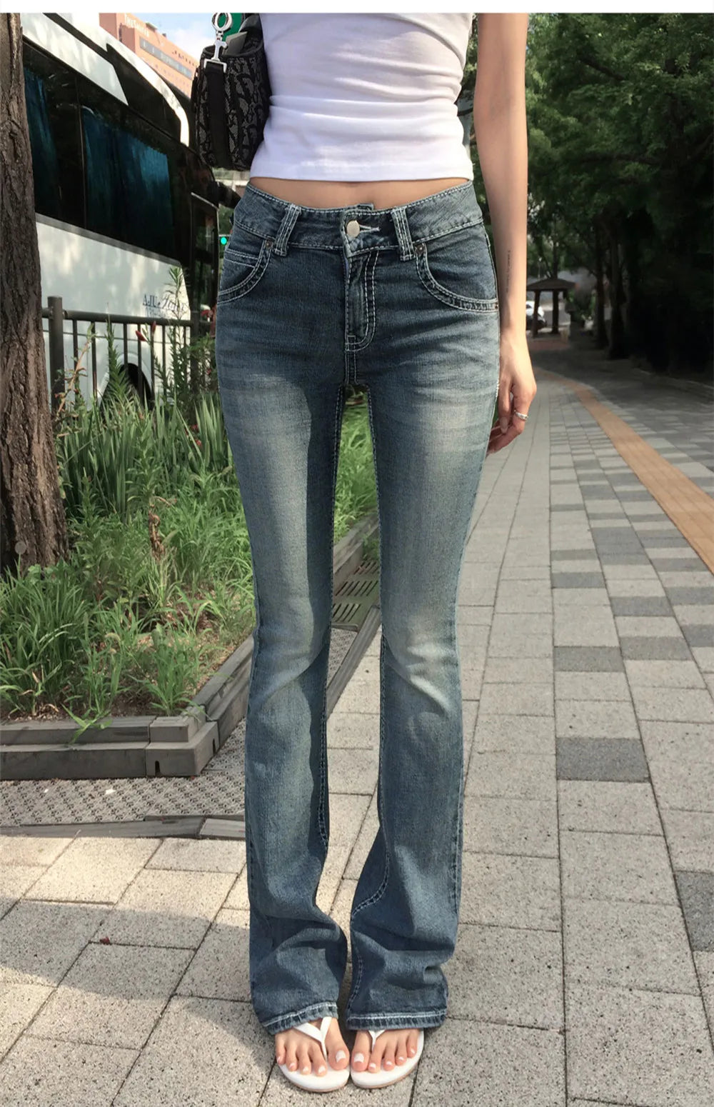 Women's Gothic Buddha Head Baggy Jeans