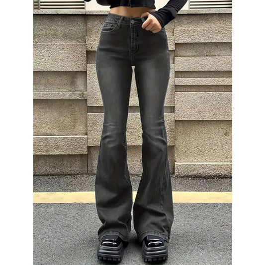 Women's Gray Slim Bootcut Flare Jeans