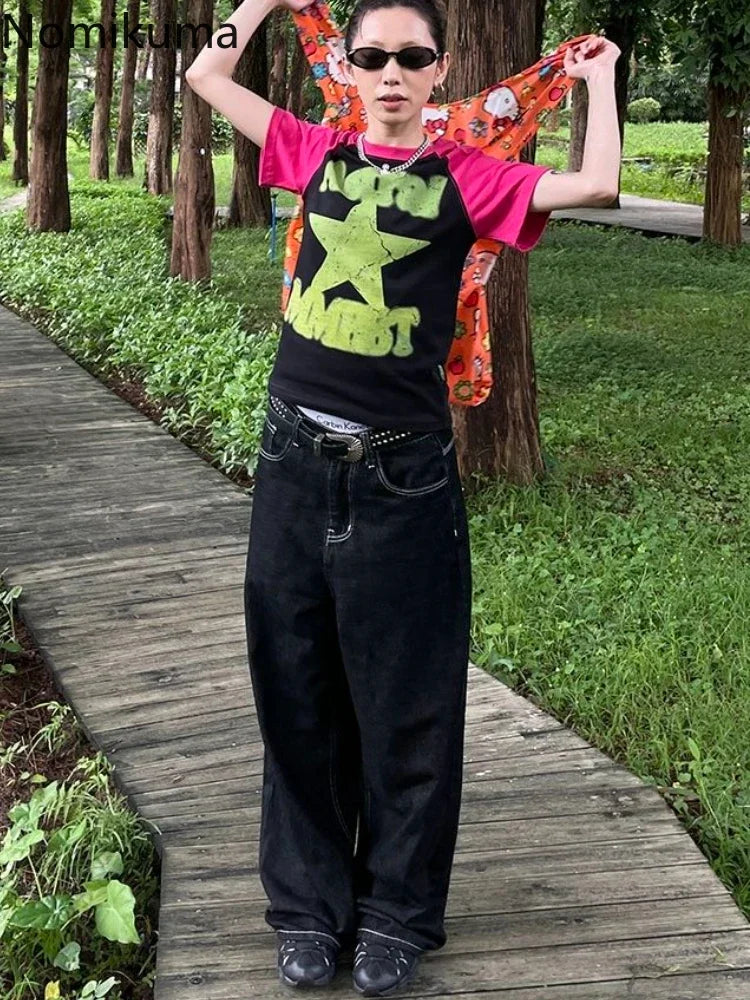 Women's Y2K Embroidery Wide Leg Jeans