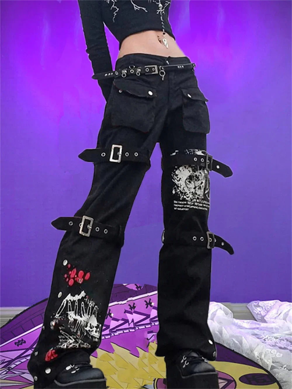 Women's Gothic Y2K Cargo Jeans