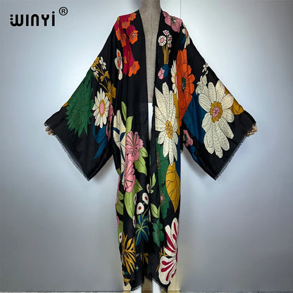 WINYI Boho Kimono Maxi Dress