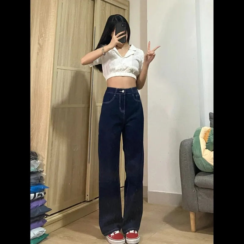 Women's Casual Wide Leg Straight Jeans