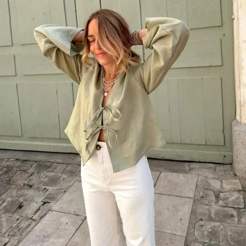 Elegant Bow Sleeve Top