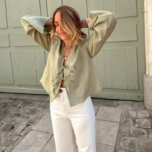 Elegant Bow Sleeve Top