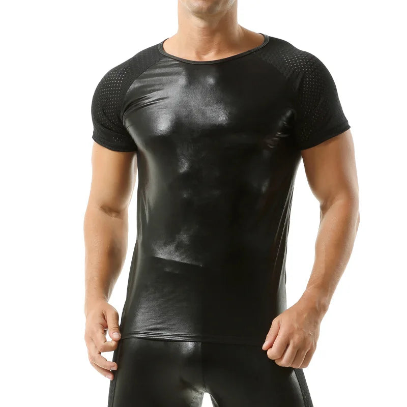 Men's Leather Imitation Singlet