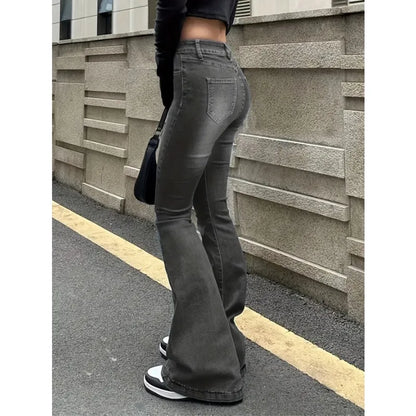 Women's Gray Slim Bootcut Flare Jeans