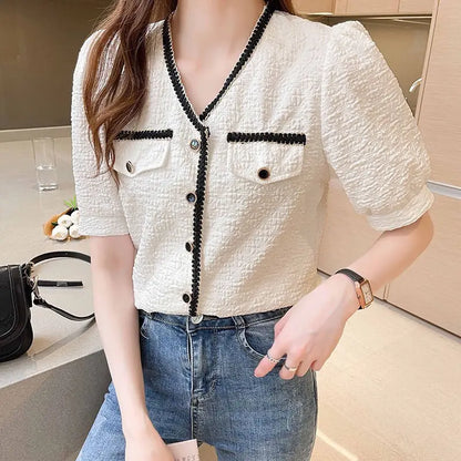 Lace V-Neck Blouse