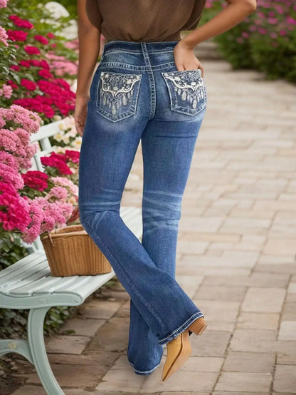 Women's Embroidered Flare Jeans