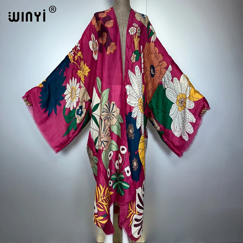 WINYI Boho Kimono Maxi Dress