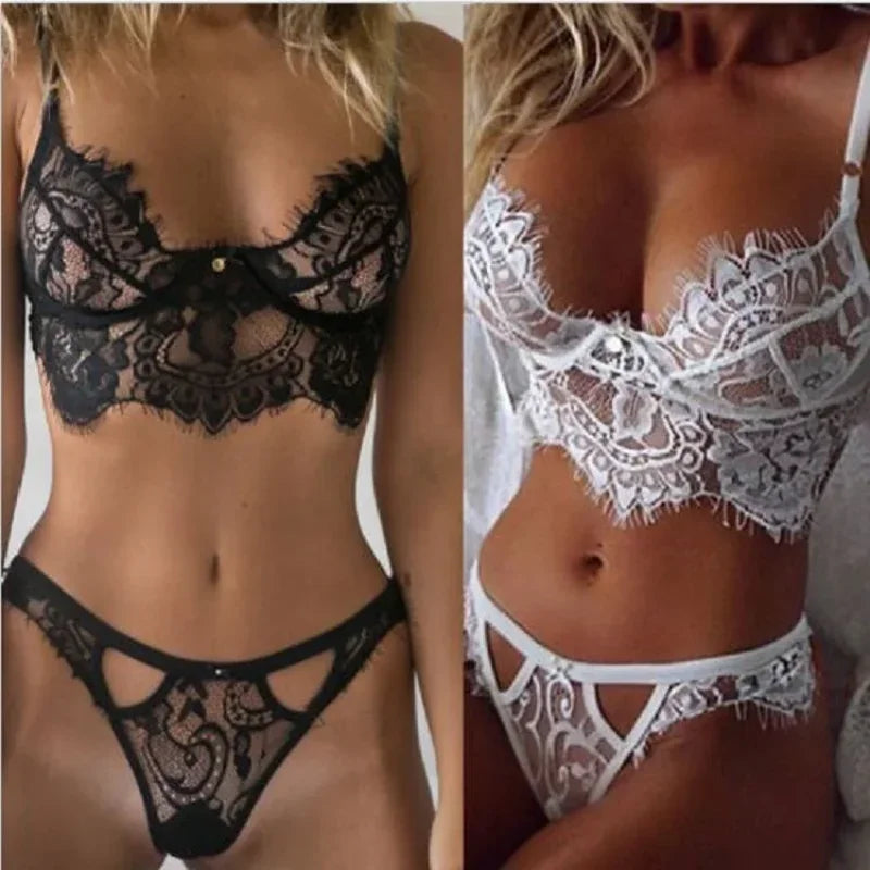 Sheer Lace Backless Nightdress Set