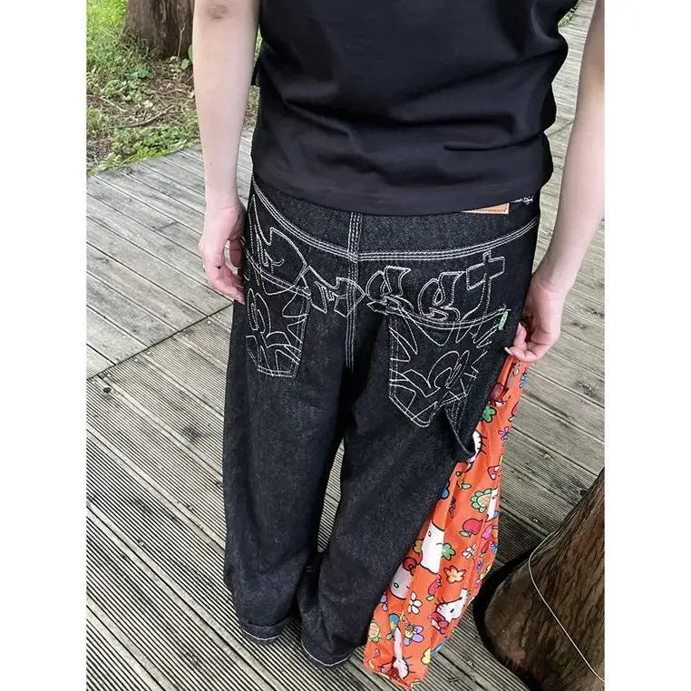 Women's Y2K Embroidery Wide Leg Jeans