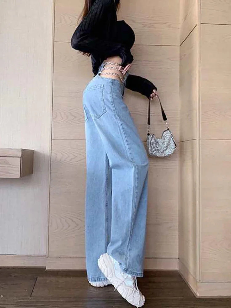 Women's Y2K Chain Straight Jeans
