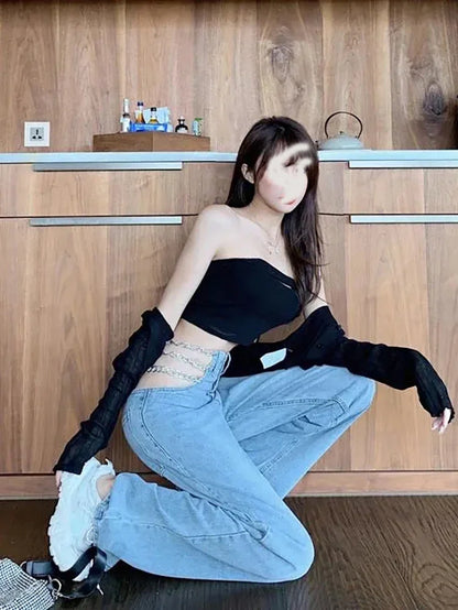 Women's Y2K Chain Straight Jeans