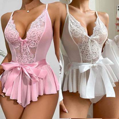 Lace Babydoll Chemise Dress Set