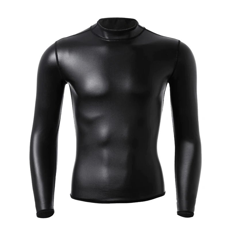 Men's Leather Stand Collar Shirt