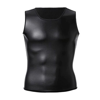 Men's Leather Stand Collar Shirt
