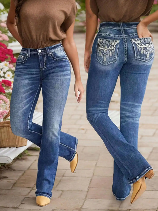 Women's Embroidered Flare Jeans