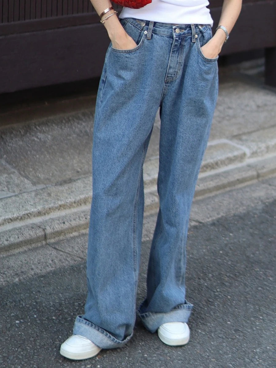 Bornladies Wide Leg Retro Cotton Jeans