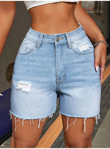 Women's Casual High Waist Short Jeans