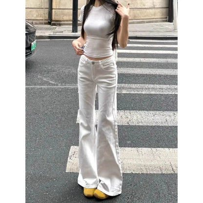 Women's White Wide-Leg Bell-Bottom Jeans