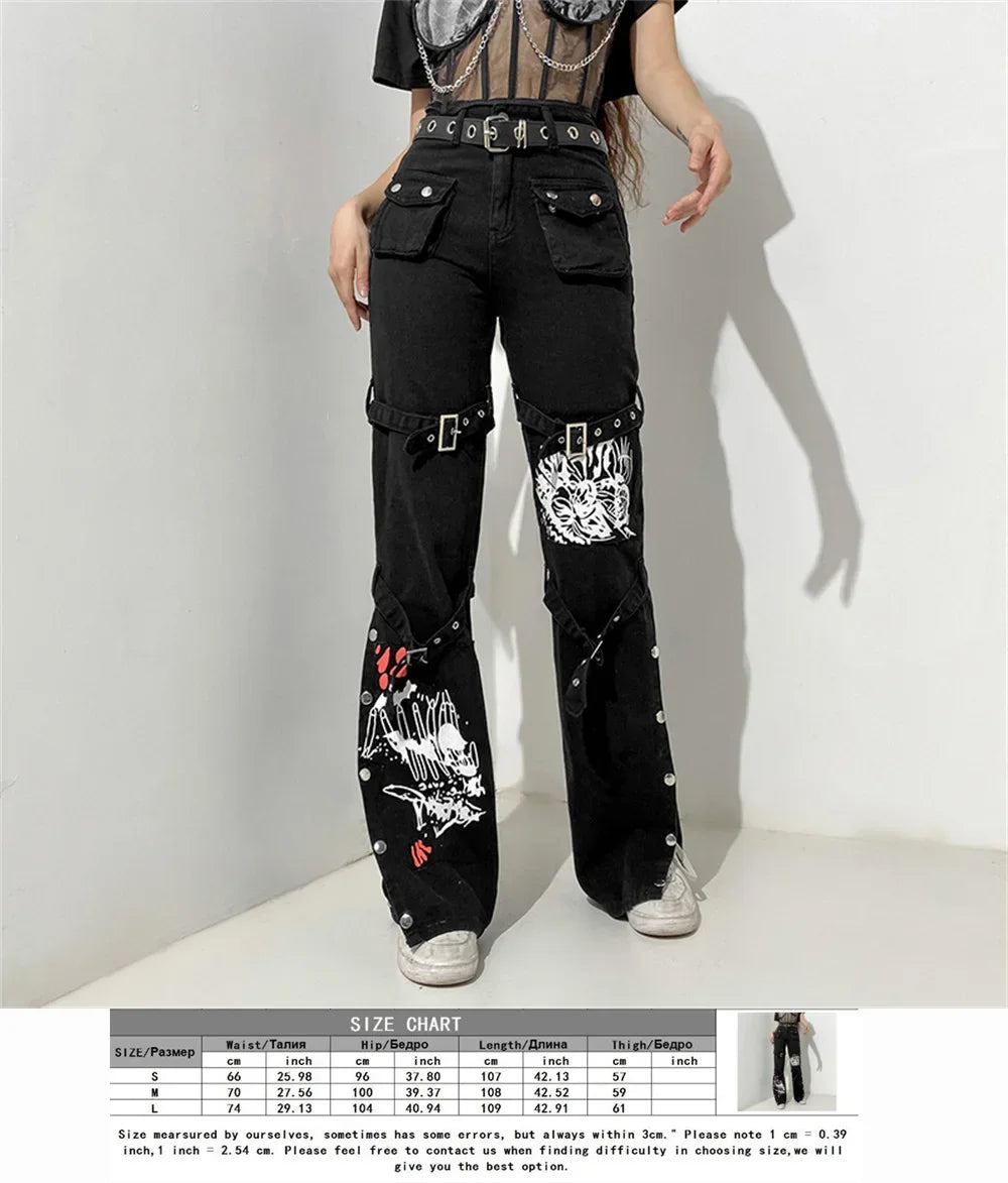 Women's Gothic Y2K Cargo Jeans