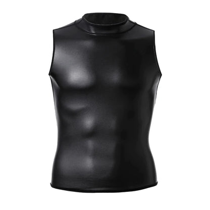 Men's Leather Stand Collar Shirt