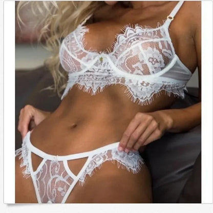 Sheer Lace Backless Nightdress Set