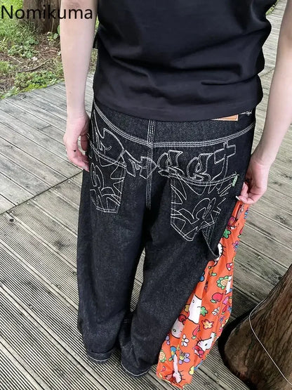 Women's Y2K Embroidery Wide Leg Jeans