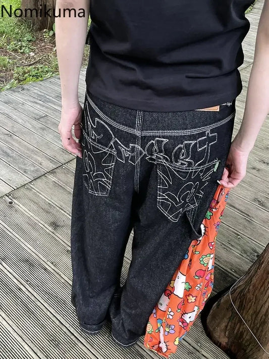 Women's Y2K Embroidery Wide Leg Jeans