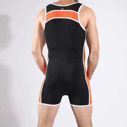 Men Undershirts Leotard Ice Silk Slip Bodysuits Workout Fitness Wrestling Singlet Jumpsuits Seamless Underwear Shorts Nightwear