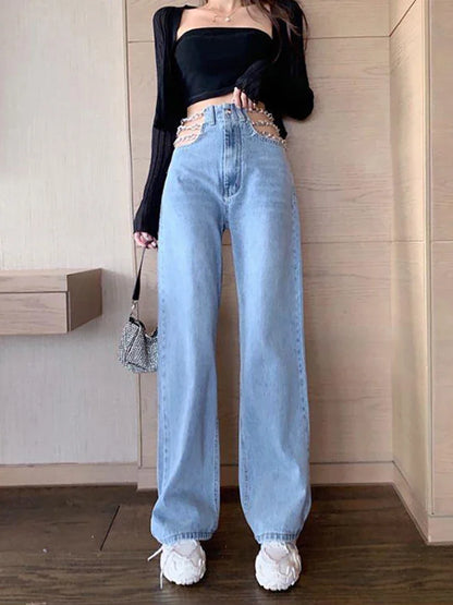 Women's Y2K Chain Straight Jeans