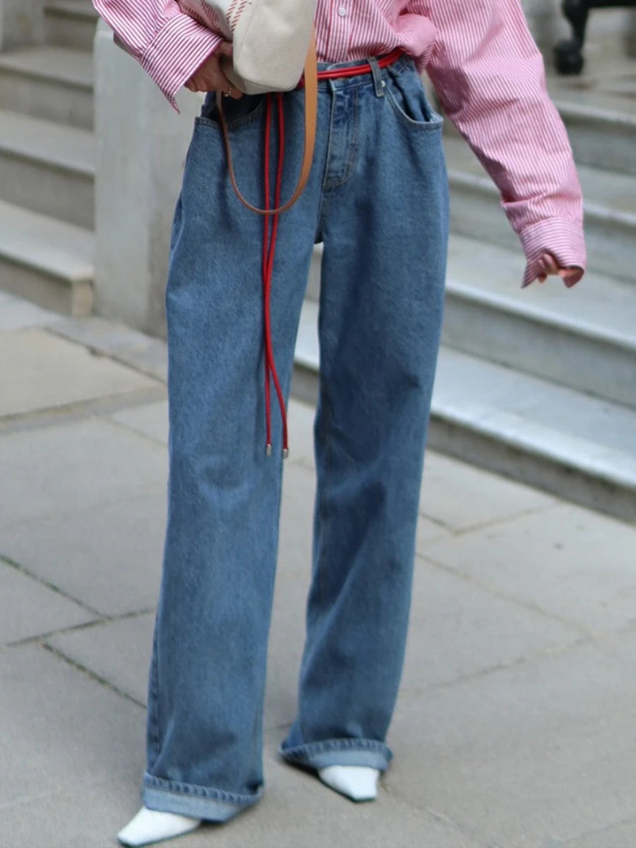Bornladies Wide Leg Retro Cotton Jeans