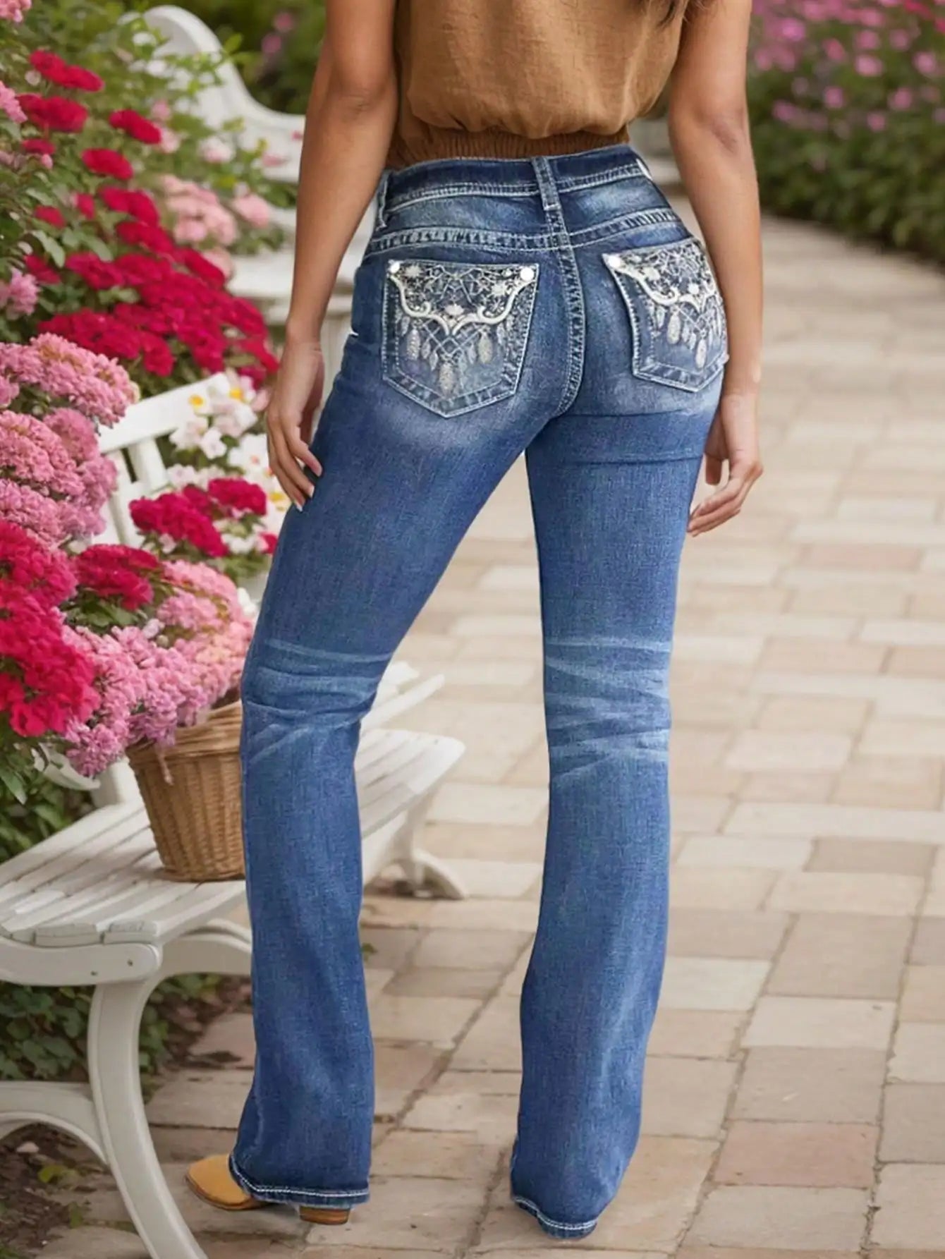 Women's Embroidered Flare Jeans