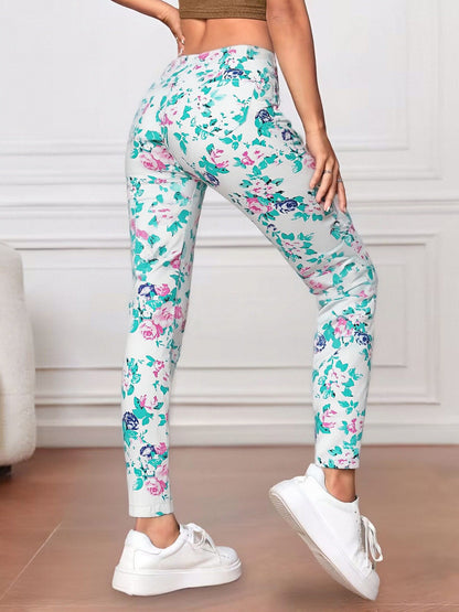 Fashionable And Versatile Blue High Waisted Elastic Flared Pants For Women - Cat Whisker Pattern Design