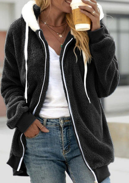 Women's Fashion Loose Thick Plush Hooded Jacket