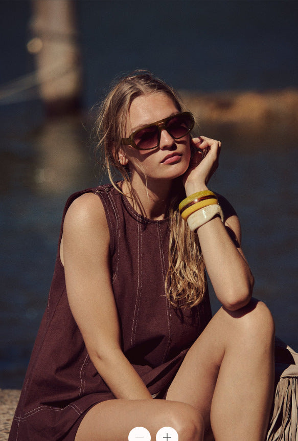 Casual Loose Pocketed Sleeveless Tank Top And Shorts Denim Two-Piece Set
